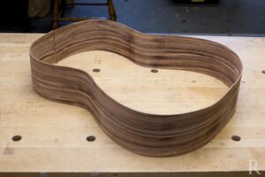 Santos rosewood sides bent into shape for handmade classical guitar