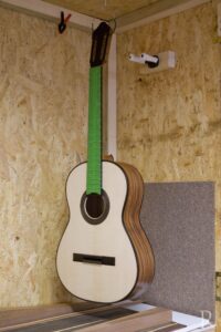 Oiled soundboard of Santos rosewood classical guitar